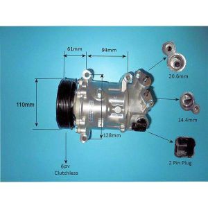 Compressor (AirCon Pump) DS DS3 1.6 HDi Blue HDi Diesel (Apr 2015 to Nov 2016)