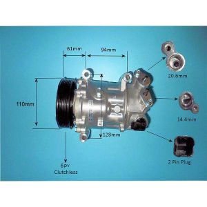 Compressor (AirCon Pump) Peugeot 208 1.2 Vti EB2FB Petrol (Sep 2016 to Dec 2019)